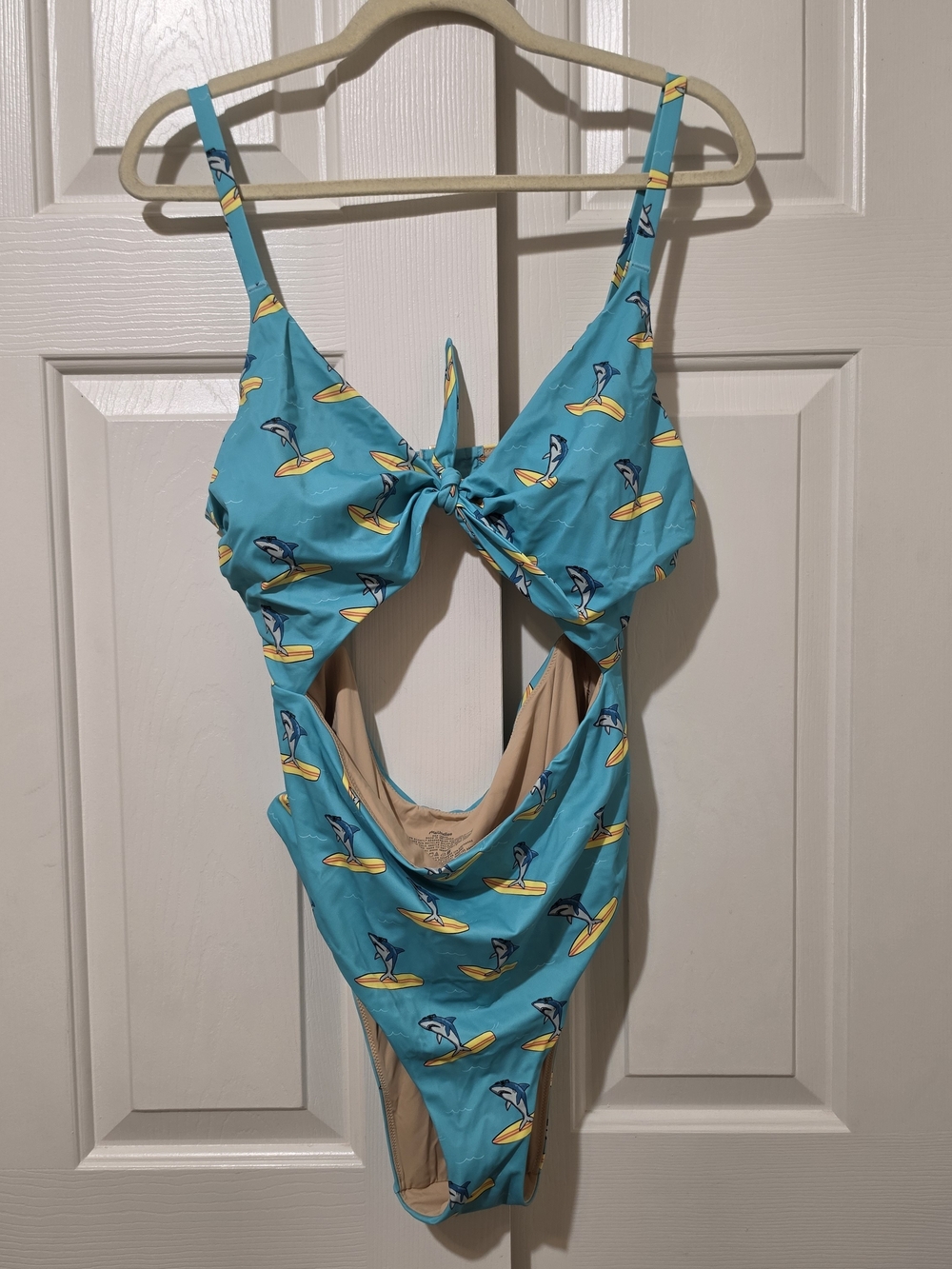 MeUndies Cut-Out One Piece Swimsuit monokini UPF 50 Stay Jaw-some size XL